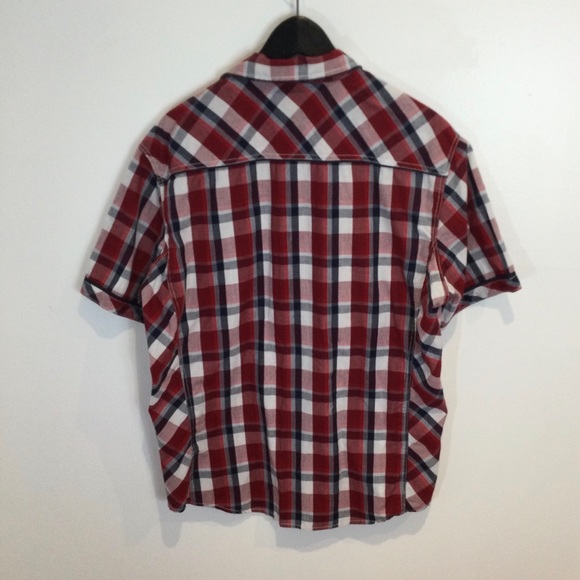 VARIOUS ARTISTS SHORT SLEEVE PEARL SNAP BUTTON DOWN SHIRT EUC SZ XL - Picture 3 of 5